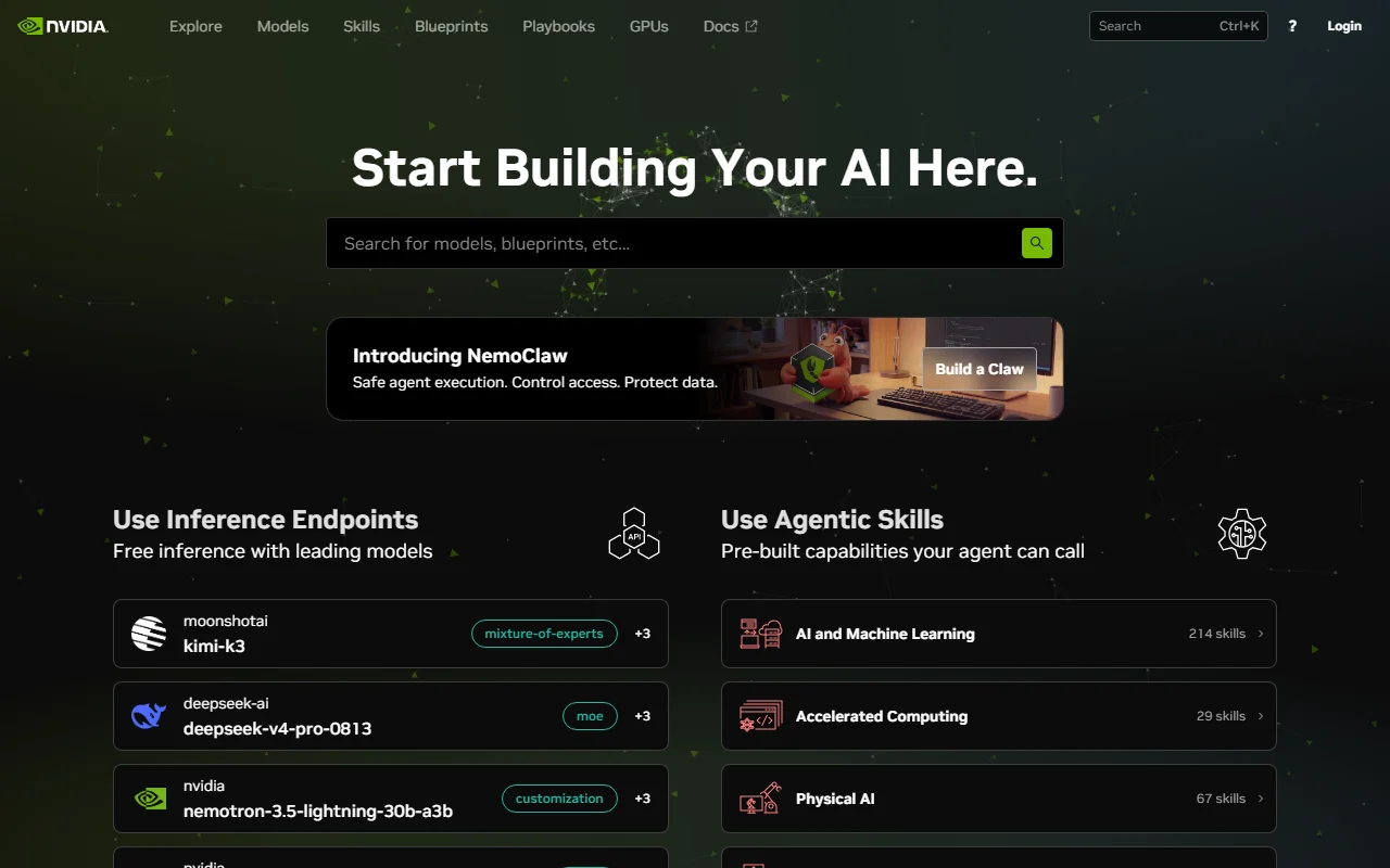 build.nvidia.com 첫 화면